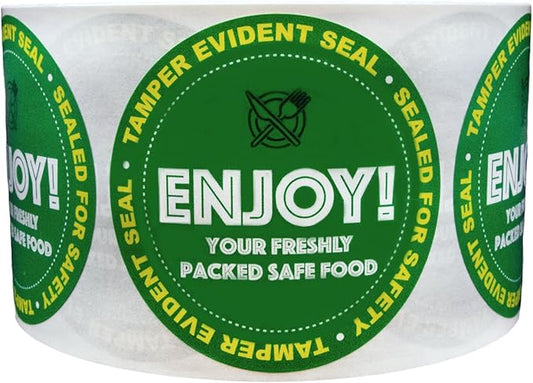 InStockLabels 500 Green Circle Tamper-Evident Food Seal Stickers, Labels for Food Containers (2.5 Inches)