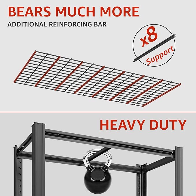6 Tier Metal Shelving Unit, Adjustable Storage Shelves, 84" H x 55" W x 24" D Heavy Duty Garage Shelves for Warehouse, Basement, Kitchen, Pantry, Living Room, Black (6T 84 * 55 * 24)