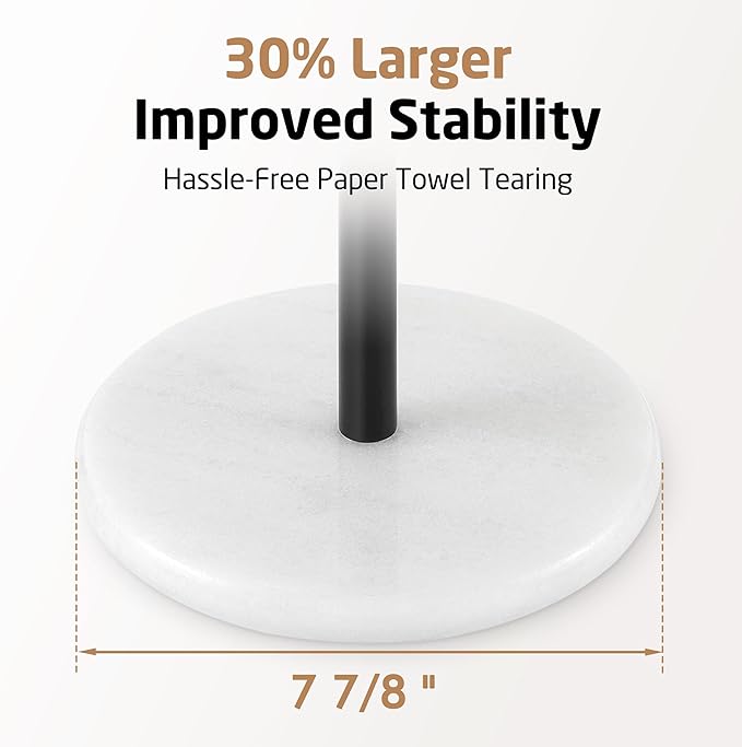 KES Paper Towel Holder Kitchen Standing Paper Towel Roll Holders with Marble Base for Standard or Jumbo-Sized Rolls Matte Black, KPH100-BK
