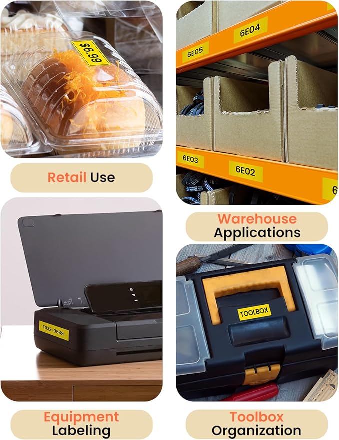 Replacement for Brother P Touch Label Tape Yellow TZe-641 TZe641 TZe TZ Tape 18mm 0.7 Laminated Black on Yellow Label Maker Tape for PT-D400 PT-D410 PT-D600 PT-D610BT, 3/4 Inch x 26.2 feet, 4-Pack