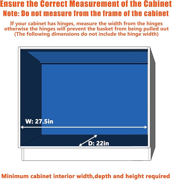 MODCART Pull Out Cabinet Organizer 27" W x 21½" D, Heavy Duty Cabinet Pull Out Shelves, Slide Out Drawers Organization for Kitchen Cabinets Bathroom