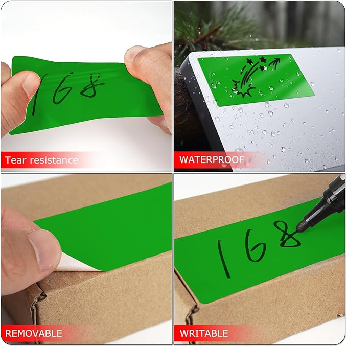 Green Rectangle Stickers 4 x 2 Inch Color Coding Labels Vinyl Roll Self-Adhesive Waterproof Removable 500 PCS