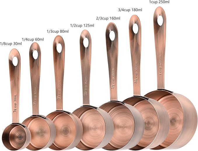Nstezrne Copper Measuring Cups and Spoons Set 17 for Dry & Liquid, Metric & Us Stainless Steel Measuring Cups and Spoons Set with Leveler for Kitchen & Baking with 3/4 & 2/3 Measurer Cup
