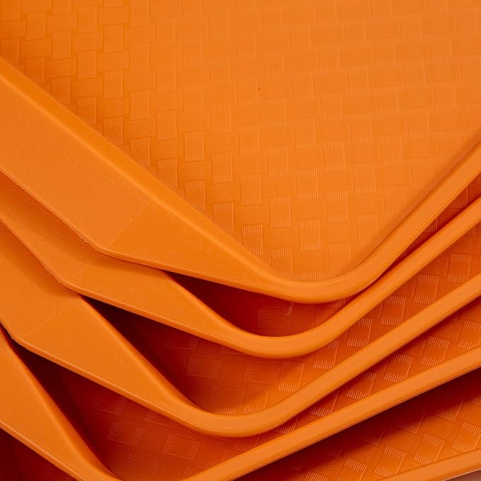 Aebeky Plastic Fast Food Tray,16.7 by 11.8-Inch,Set of 12 (Orange)