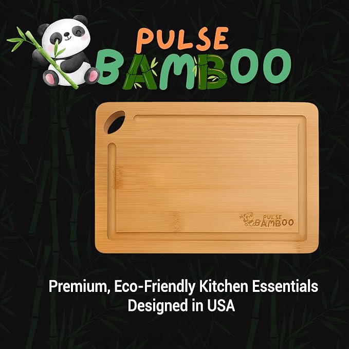 Bamboo Cutting Board Gift Set for Kitchen – Set of 3 Natural Bamboo Cutting Boards with Juice Grooves, Wooden Chopping Boards for Meat, Vegetables & Cheese, Durable Eco-Friendly Food Prep Board Set
