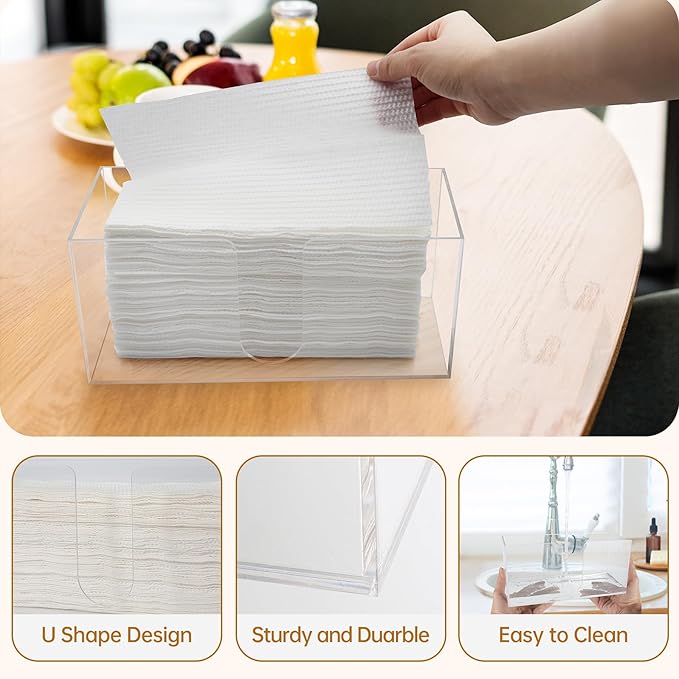 2 Pack Acrylic Countertop Paper Towel Holder, Paper Towel Dispenser for Countertop, Acrylic Napkin Holder(3mm Acrylics) Z-fold, C-fold or MultiFold Trifold Paper Towels for Bathroom, Kitchen