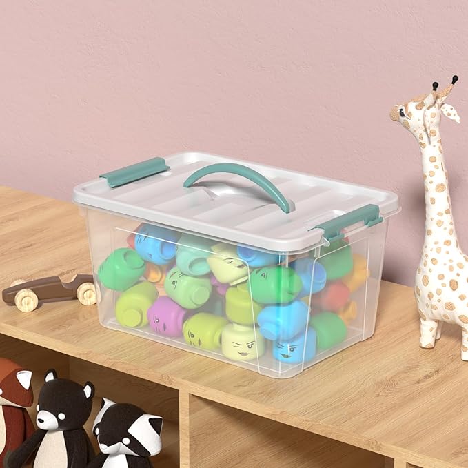 12 Quart Plastic Latching Box with Handle, Clear Storage Bin with Lid, 1 Pack