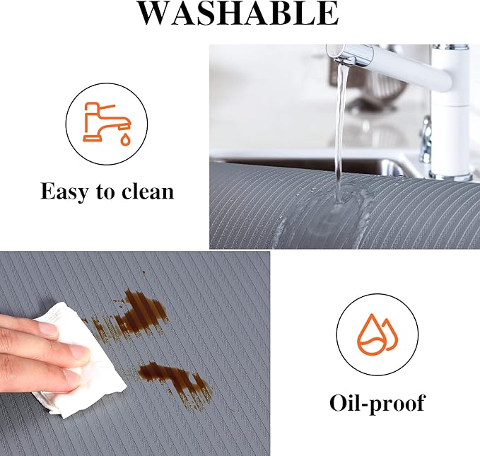 Shelf Liners for Kitchen Cabinets, Refrigerator Liners Non Adhesive 17.5 Inch x 20Ft, Non-Slip Kitchen Drawer Liners, Waterproof Durable Cabinet Liners for Shelves, Fridge, Pantry, Dark Gray