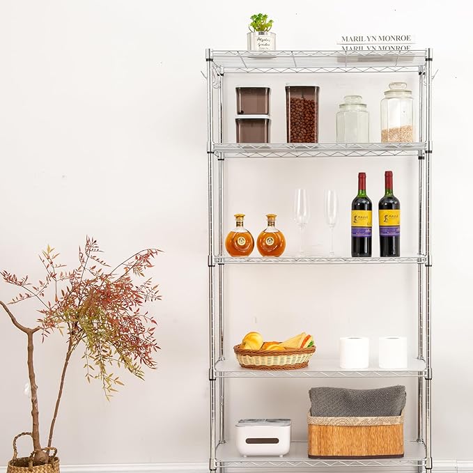 Poofzy Wire Shelf Liner 14 x 24, Set of 5 Shelf Liners for Wire Shelving Plastic Non-Adhesive for Pantry, Kitchen Cabinets (Clear)