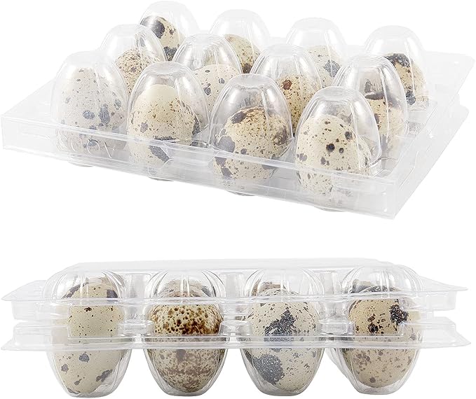 JOIKIT 50 PCS 12 Cavity Clear PVC Quail Egg Cartons, Stackable Egg Storage Box, Plastic Bulk Cartons for Quail Eggs
