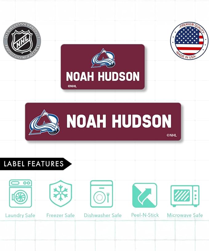 NHL Hockey Labels - Custom Peel and Stick, Waterproof Labels - Great for Organization, Sports, School, Day Camp Label - 155 Pack (Colorado Avalanche)