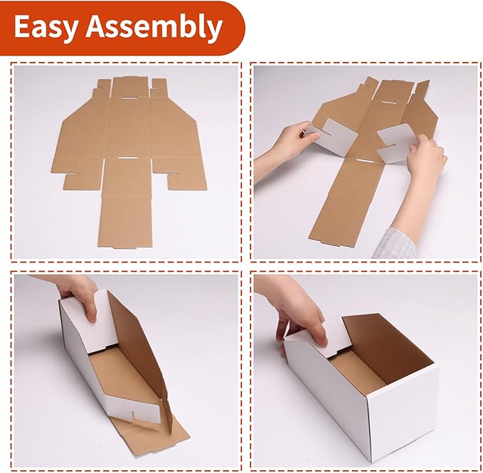 ZBEIVAN Cardboard Storage Bins Boxes 35 Packs 9.4x3x4.5 Inches, Easy Assembly Pantry Organizer Bins for Shelf, White