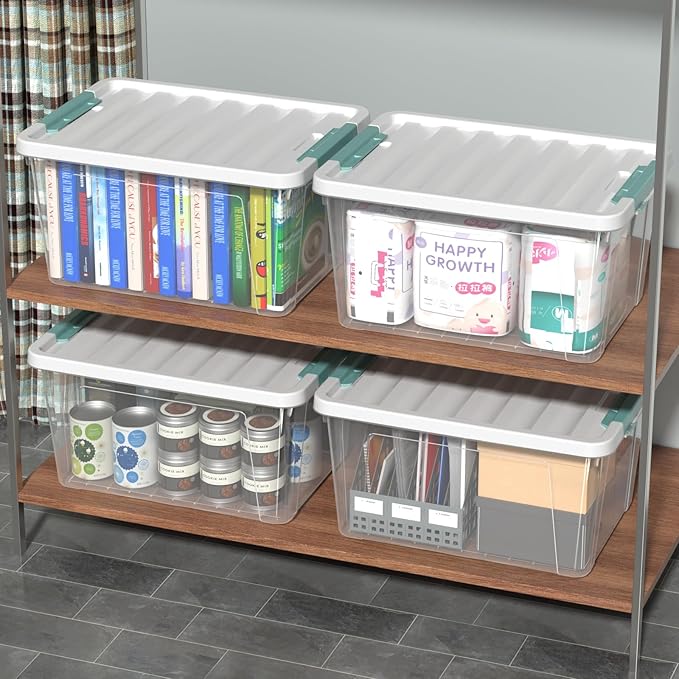 Sandmovie 36 Quart Large Clear Storage Bins, Plastic Storage Box, 6 Packs
