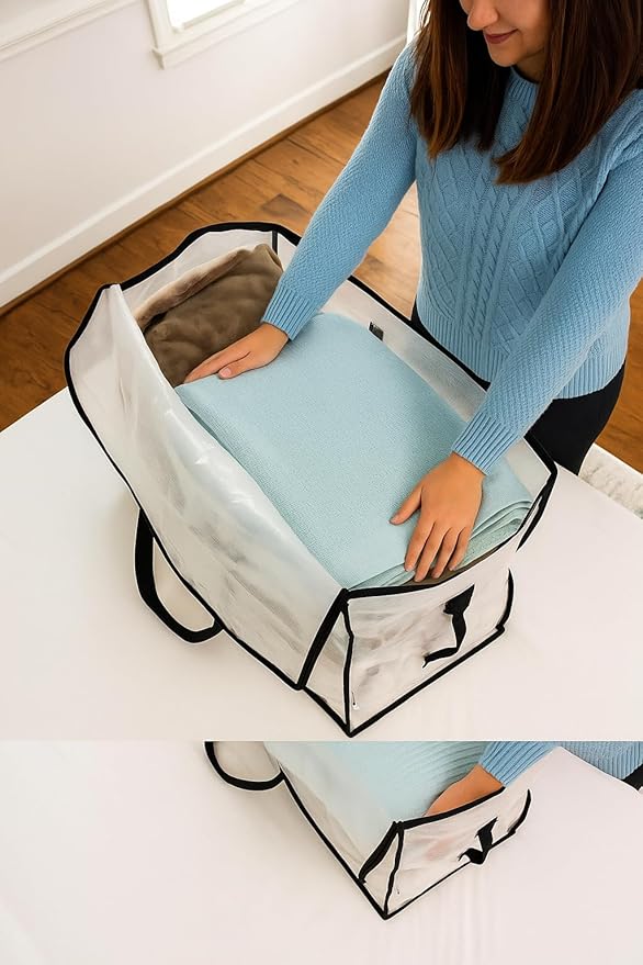 Heavy Duty Clear Tote Bag for Storage & Organization – Extra Large, Durable Zippered Storage Bin with Reinforced Handles – for Home, Travel & Garage Use (X-Large, 6.0, Count)