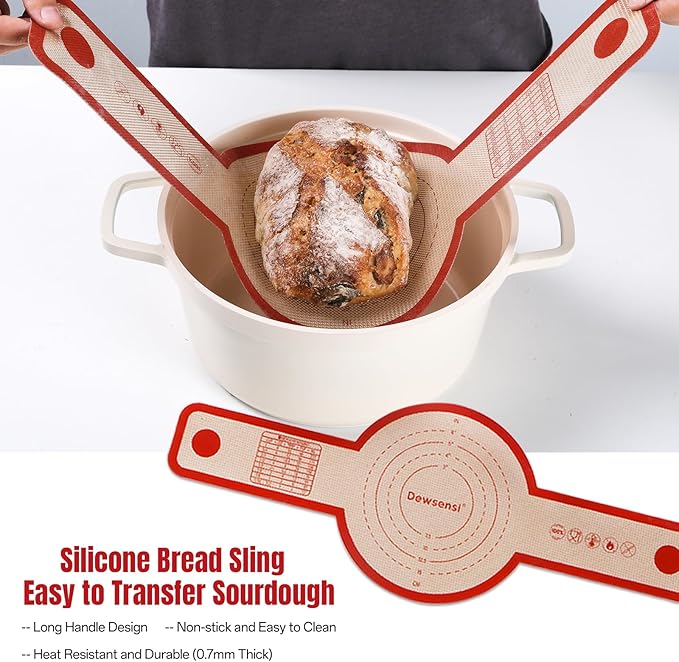Cotton Rope Bread Proofing Basket Set, Sourdough Starter Kit with Round & Oval Banneton Baskets with Liners & Covers, Dough Whisk, Bread Lame, Dough Scraper, Sling, Sourdough Bread Baking Supplies