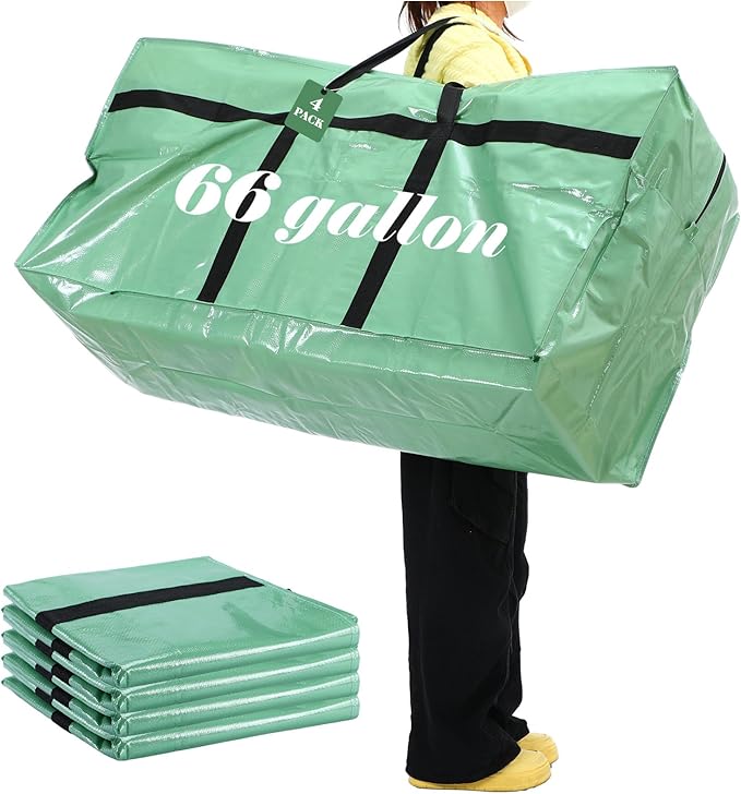 4 Pcs 66 Gallon Extra Large Moving Bags Heavy Duty Storage Bag with Strong Zipper Handle Foldable XXL Jumbo Storage Tote Packing Moving Box for College Dorm Travel Cloth Duffle (Teal)