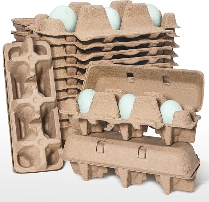 tutata Upgraded Duck Egg Cartons, 1/4 Dozen Jumbo Egg Carton, 3 Cell Duck Egg Boxes, Blank Top, 15 Pack