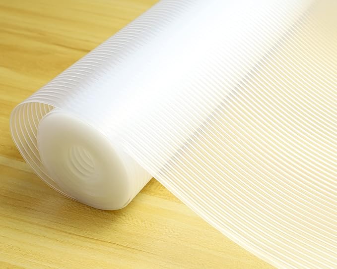 Shelf Liners for Kitchen Cabinets 11 Inch Wide X 20 Ft Non Adhesive Cabinet Drawer Liners Non Slip Clear Waterproof Closet Wire Pantry Shelves Liner Fridge Cupboard Mat for Kitchen Bathroom