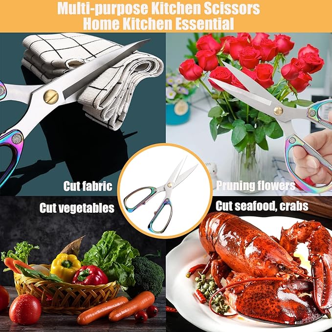 AUDAMI 2-Piece Kitchen Shears Set, Heavy Duty Professional Poultry Meat Scissors,Multi-Purpose Stainless Steel, Dishwasher Safe