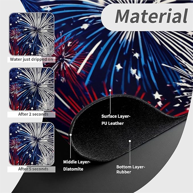 Kitchen Sink Splash Guard，Fireworks Faucet Mat Sink Gadgets-Super Absorbent Fast Drying Mat Drip Catcher for Kitchen, Bathroom,Sink Mat, Dish Drying Mat, Bathroom(15" X 5.5" )