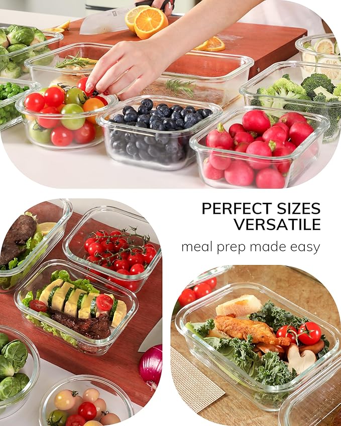 BOROHOUSE 2-Pack Glass Food Storage Containers with Tempered Lids (21.3oz/2.7cup) - Airtight Snap Lock, Microwave & Oven Safe (-4℉~ 950°F), Freezer to Baking Dish, BPA-Free, Gift Box (Pink)