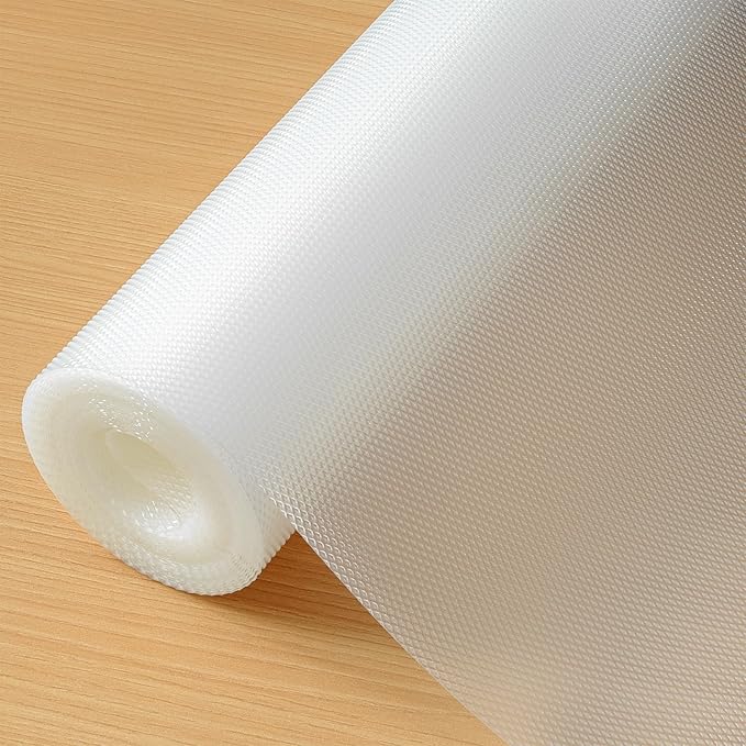 Hersvin Shelf Liners 18 in x 20 ft Drawer Mats Non-Adhesive Cupboard Protector Kitchen Cabinet Lining Fridge Liner (Clear/Diamond)