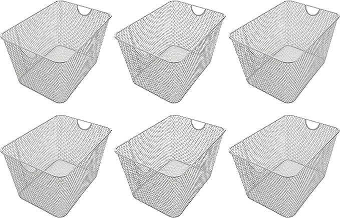 YBM HOME Kitchen Pantry Organizer Wire Basket for Shelves, Cabinets, Pantry, Countertop, Mesh Open Storage Bin Metal Basket for Organizing Food Supplies 15 x 12 x 11.5, Pack of 6