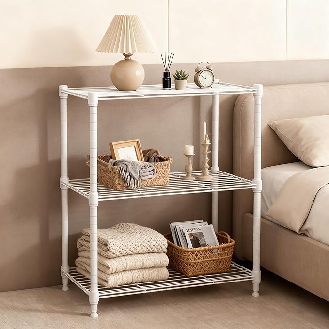 450 lbs Wire Storage Shelving 3-Tier Utility Shelving Unit Steel Organizer Wire Rack for Home,Kitchen,Office,White (11.8" D x 17.7" W x 26.4" H)
