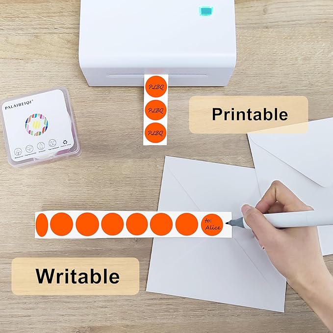 1 Inch Round Thermal Sticker Labels, Color Dot Stickers, Label Stickers Waterproof for Thermal Printers DIY Office Retail Home and Warehouse Organization(Fluorescent Orange1000pcs)