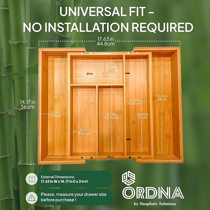 Ordna 6 IN 1 Bamboo Baggie Organizer for Drawer, Storage Bag Organizer Kitchen Drawer for Foil, Aluminum, Saran Wrap, Compatible with Quart, Gallon, Sandwich and Snack Size Bags
