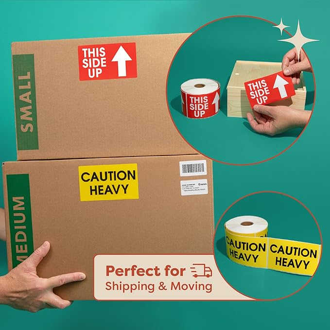 Aegis Adhesives - 3" X 5" Inspect for Damage Before Accepting Labels - Red Shipping Stickers with Permanent Adhesive (1 Roll, 500/Roll)