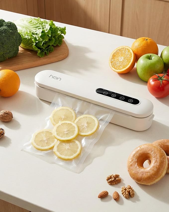 HBN Vacuum Sealer Machine, Automatic Food Sealing System, Dry & Moist Modes, Compact and Efficient, with Built-in Safety Features for Home & Kitchen Use
