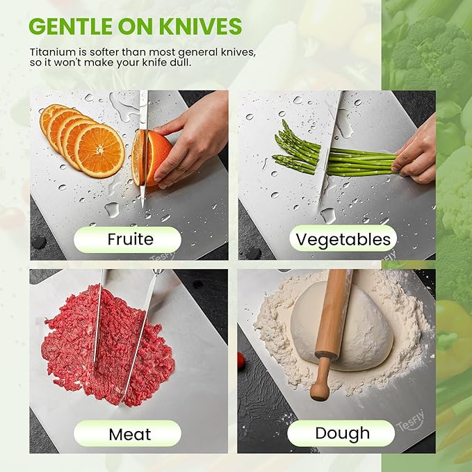 2 PCS Titanium Cutting Board,Cutting Boards For Kitche,Easy to clean, Double-sided food-grade Board For Meats, Fruits And Vegetables (17 * 11)