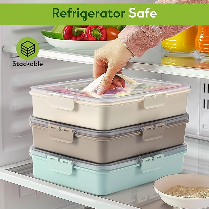 Snackle Box Container for Adults with 9 Compartment, Divided Serving Tray Snack Box Containers with Lid and Handle, Charcuterie Boxes Portable Snack Platter for Fruit Veggie Party Travel, White