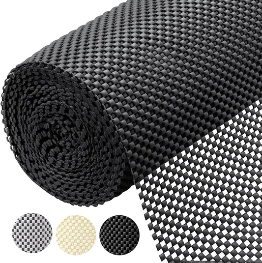 BALEINE Cabinet Liner, Drawer and Shelf Liner for Kitchen Cabinets Non-Adhesive, Non-Slip Protect Desks, Cupboard, Drawers, Shelves, Tableware (17.5 in x 10 Ft, Black)