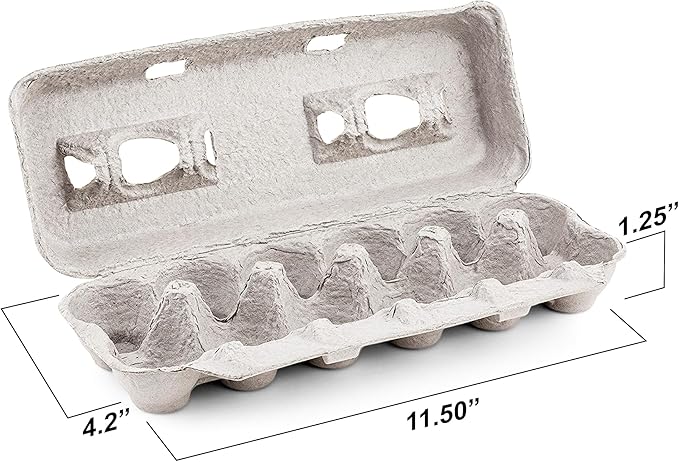 MT Products Blank Natural Pulp Egg Cartons Bulk Holds Up to Twelve Eggs - 1 Dozen - Cardboard Material Perfect For Storing Extra Eggs (25 Pieces) - Made in USA