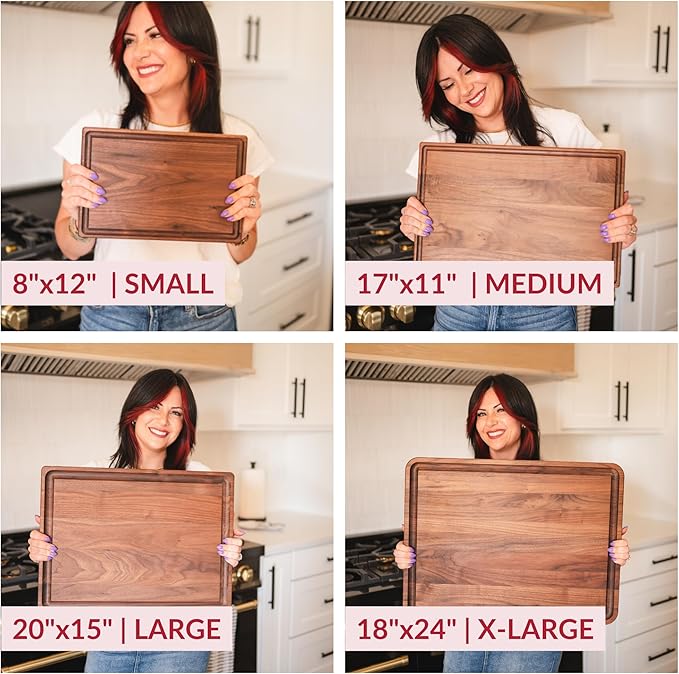 Virginia Boys Kitchens - Made in USA - Extra Large Walnut Wood Cutting Board - Brisket and Turkey Carving Board - Reversible with Juice Groove (Walnut, 24inx18inx1in)