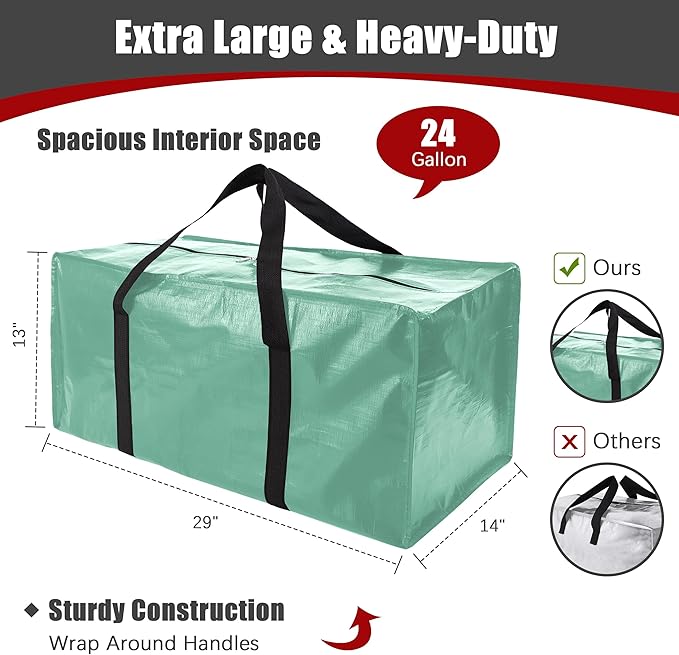 12 Pack Extra Large Moving Bags with Zippers & Carrying Handles, Heavy-Duty Storage Tote for Space Saving Moving Storage, Fold Flat, Alternative to Box and Bin,Teal