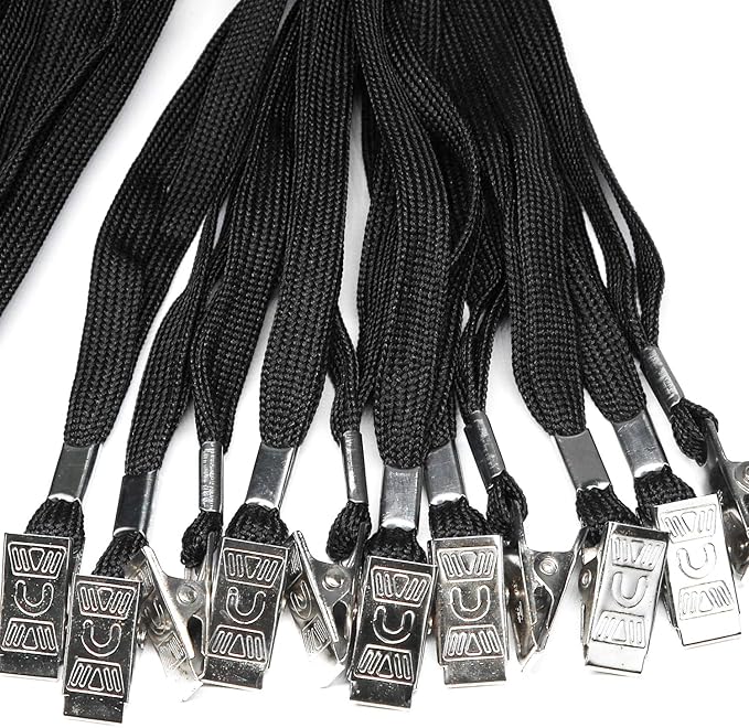 Ollain Badge Lanyards Neck Bulk Cruise Lanyards Black Lanyard with Clip for ID Card Name Tags Badge Holders (Black, 100 Pack)