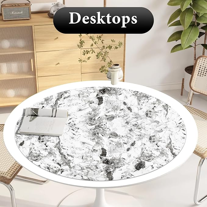 Drawer and Shelf Liner for Kitchen Cabinet: 17 in X 30 Ft Non Slip Waterproof Shelf Paper Non Adhesive Refrigerator Liners Grey and White Marble Easy Liners for Bathroom with Knife Tape Measure