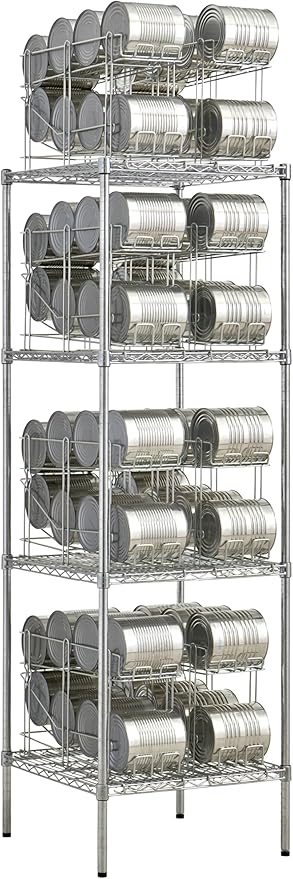 Commercial 24" x 24" Chrome Wire Shelf Kit with 8 Wire Can Racks (28W-670)