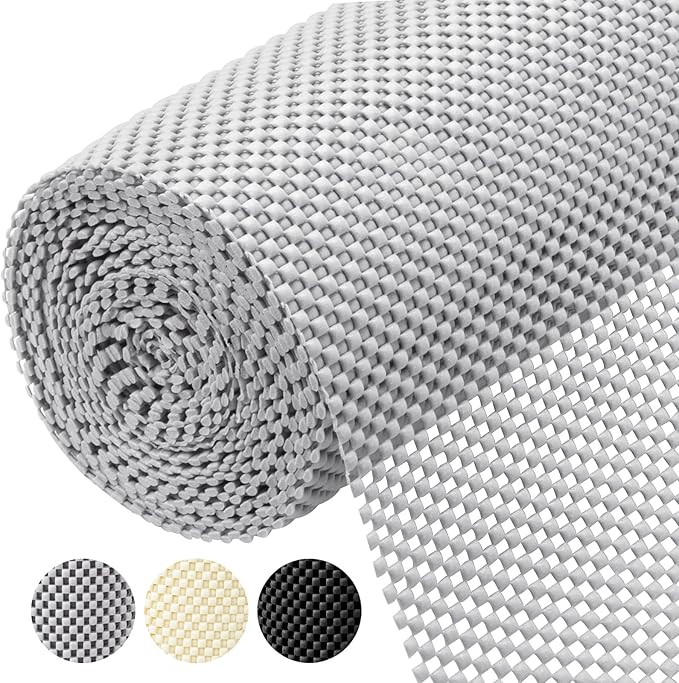 BALEINE Cabinet Liner, Drawer Liner, Shelf Liners for Kitchen Cabinets Non-Adhesive, Non-Slip Protect Desks, Cupboard, Drawers, Shelves, Tableware (17.5 in x 10 Ft, Gray)