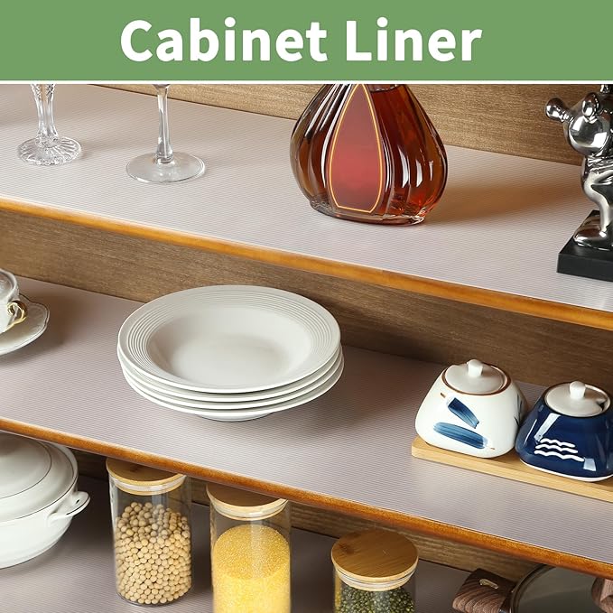 Shelf Liners 22 inch x 20 ft Shelf Liners for Kitchen cabinets nonstick Lining Drawer Mats EVA Protector for Cupboard (Clear Ribbed,22 inch x 20 ft)