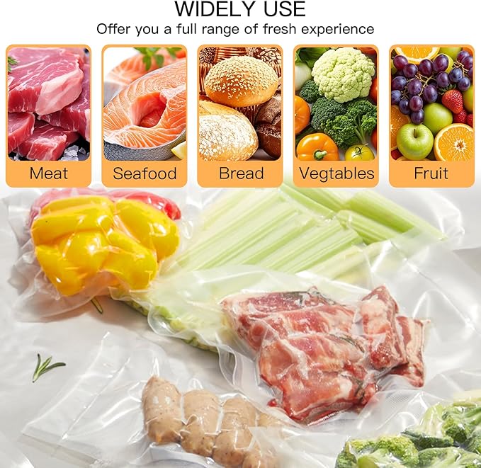 MegaWise Vacuum Sealer Machine Bags, 6 inch wide and 19.6 Feet Long for Megawise & other brand vacuum Perfect for Meal Prep and Sous Vide Cooking (8"x21.6")