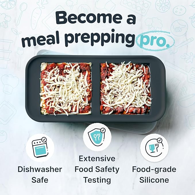 Souper Cubes 2 Cup Silicone Freezer Tray with Lid, Perfect for Storing Lasagna, Leftovers, Sauces, Portioned Meals and More, Silicone Freezer Mold for Meal Prepping - Charcoal - 1-Pack