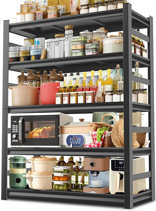 2500LBS Heavy Duty Metal Shelving Unit, 5-Tier Adjustable Kitchen Storage Shelves, Large Pantry Organization Rack for Microwave & Appliances, No-Bolt Utility Rack, 35.4" W x 15.8" D x 72" H
