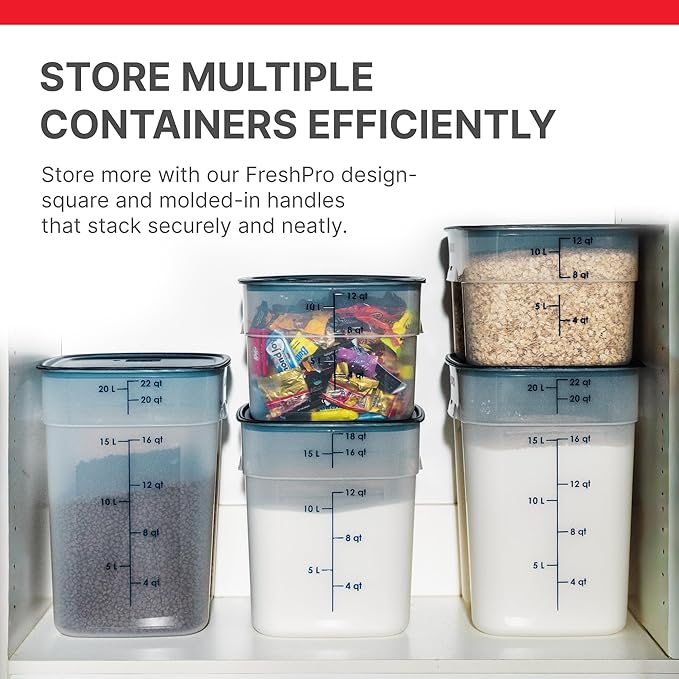 Cambro FreshPro 22 Quart (QT) Food Storage Container with Lid (Restaurant Grade) - for Food Prep, Commercial Kitchen, Pet and Dog Food Container (Translucent)