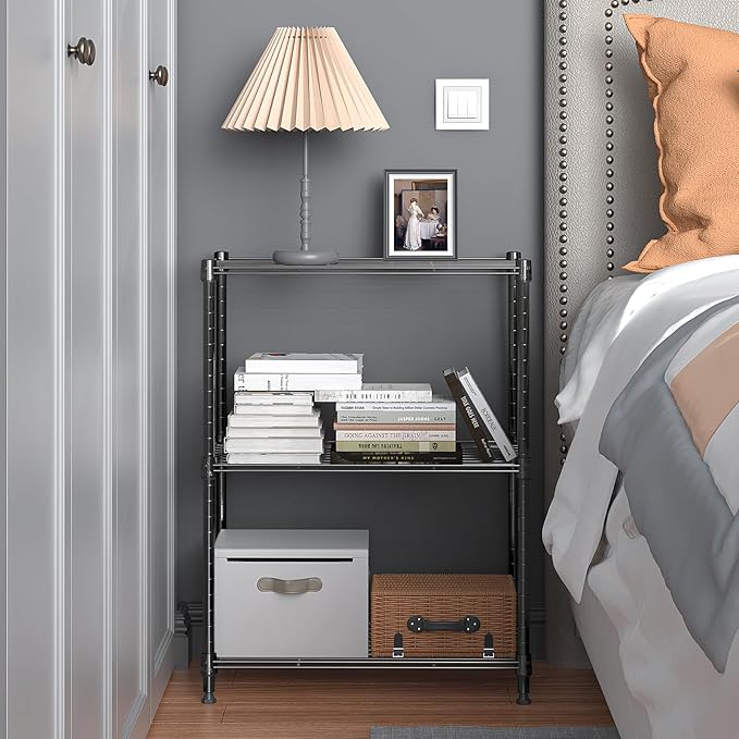 450 lbs Steel Storage Shelving 3-Tier Utility Shelving Unit Steel Organizer Wire Rack for Home,Kitchen,Office (11.8" D x 17.7" W x 26.3" H) | 450 lbs, for Home, Kitchen, Office