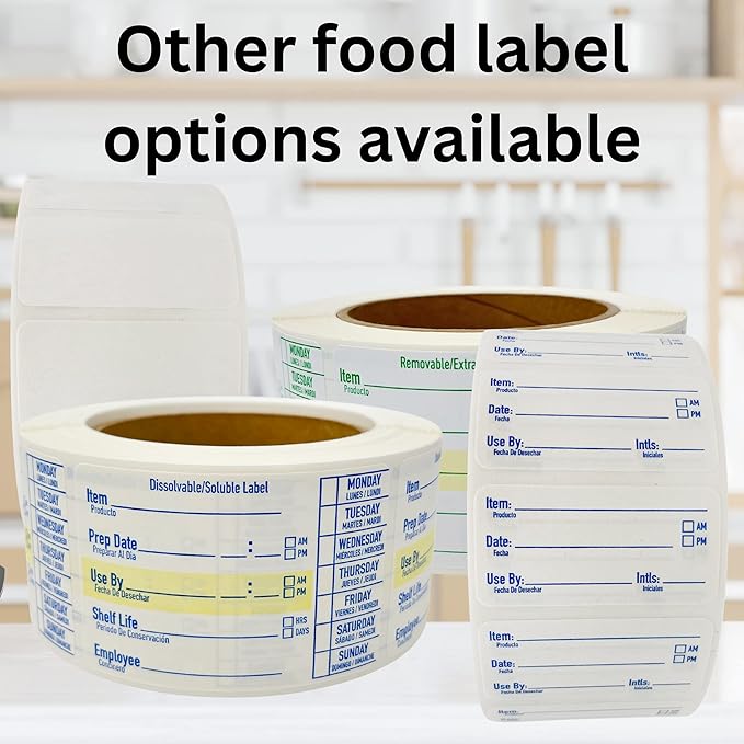 2x1 Removable Food Labels for Containers, 250 Freezer Food Labels Stickers, Bottle Labels for Storage Bins, Sticker Labels for Food Containers, Removable Labels Easy Peel Off (250, Green)