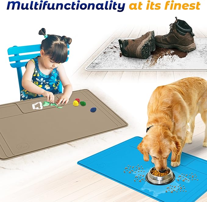 The Original Under Sink Mat - Silicone Waterproof mat, Adjustable, Easy to Clean, Kitchen Cabinet Liner, Disinfection Surface - 34" x 22" or Smaller - Beige